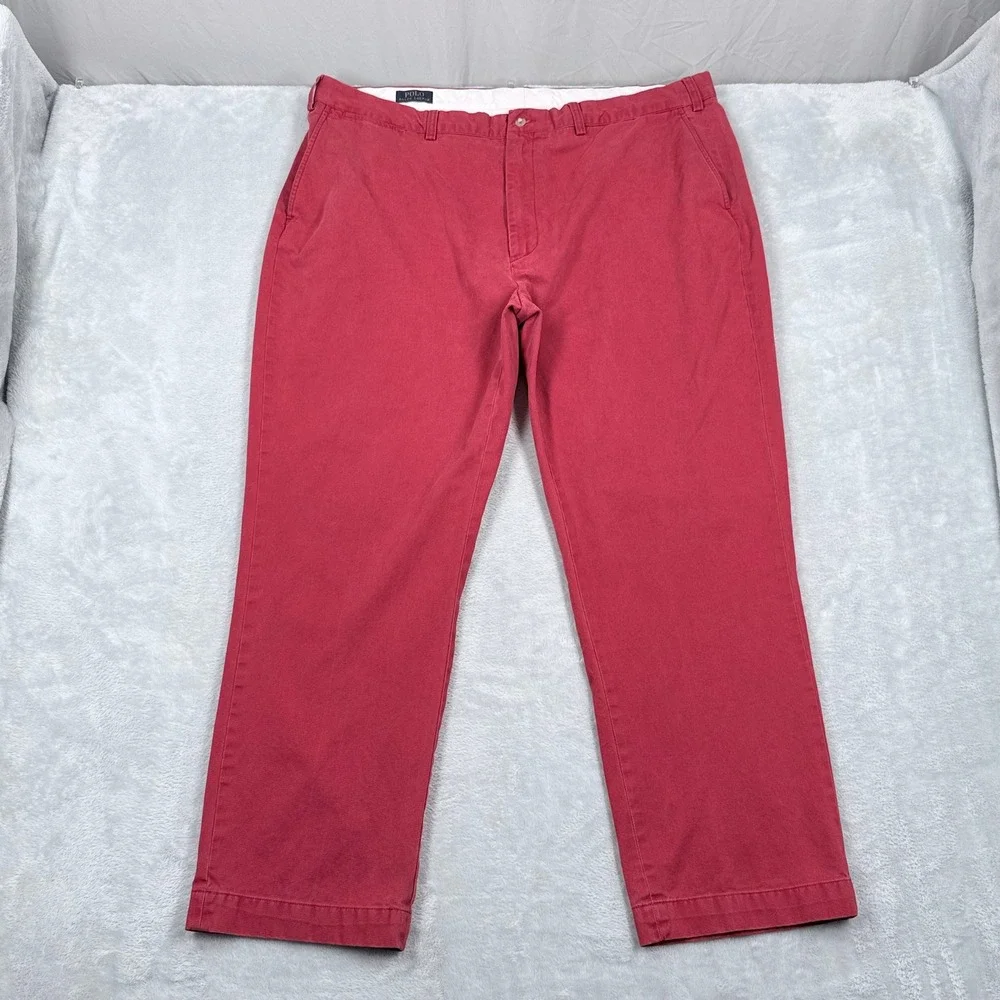 Polo Ralph Lauren Chino Pants 42x30 Mens 44 Red Straight Leg Cotton‎ Khakis Big